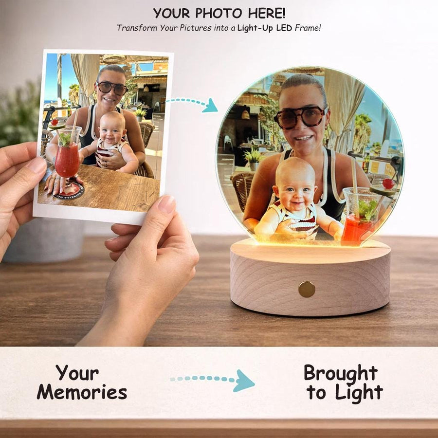 Custom photo printed on illuminated round glass panel