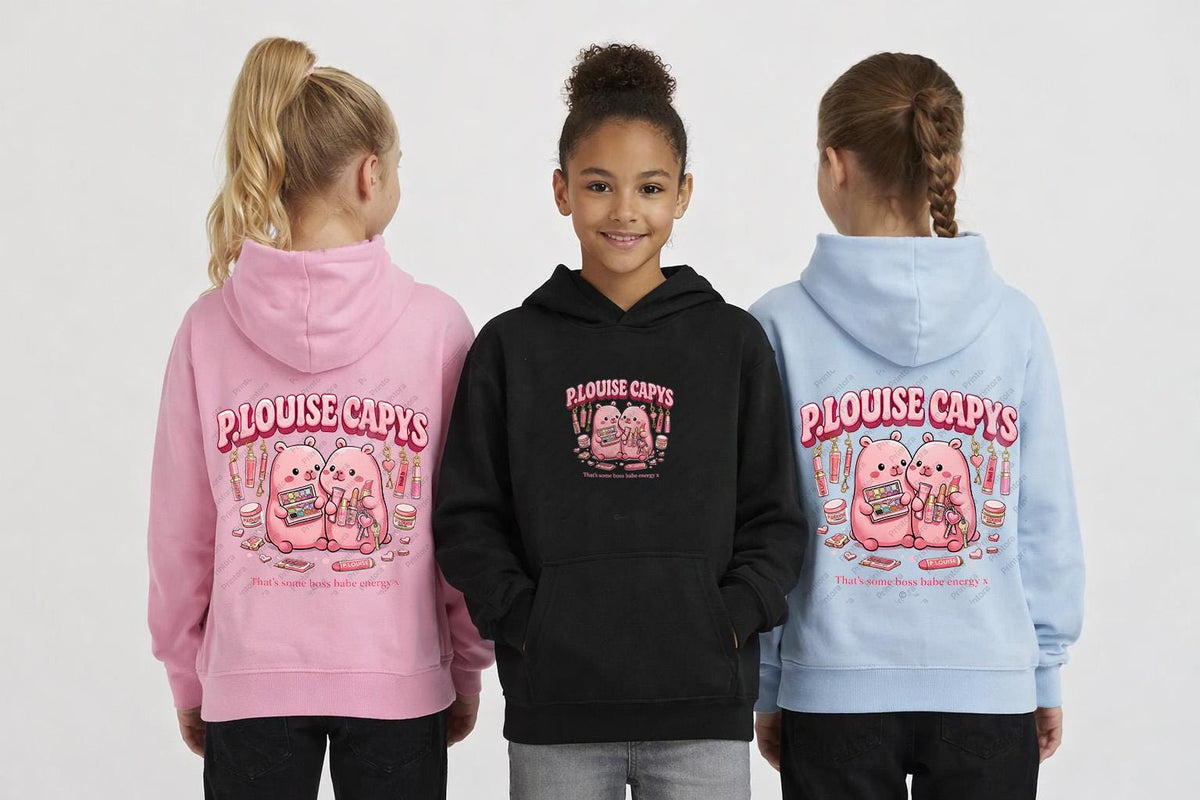 Cute capybara beauty-themed hoodie in black