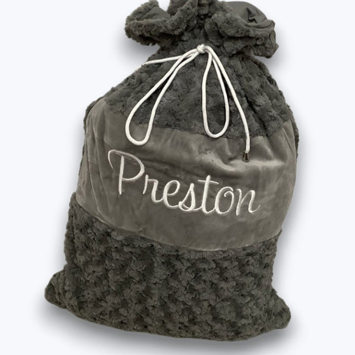 Beautiful Personalised Christmas Santa Sack in Grey