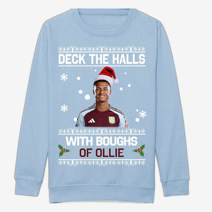 "Deck the Halls with Boughs of Ollie" Ollie Watkins Aston Villa | Kids Jumper | Children's Jumper