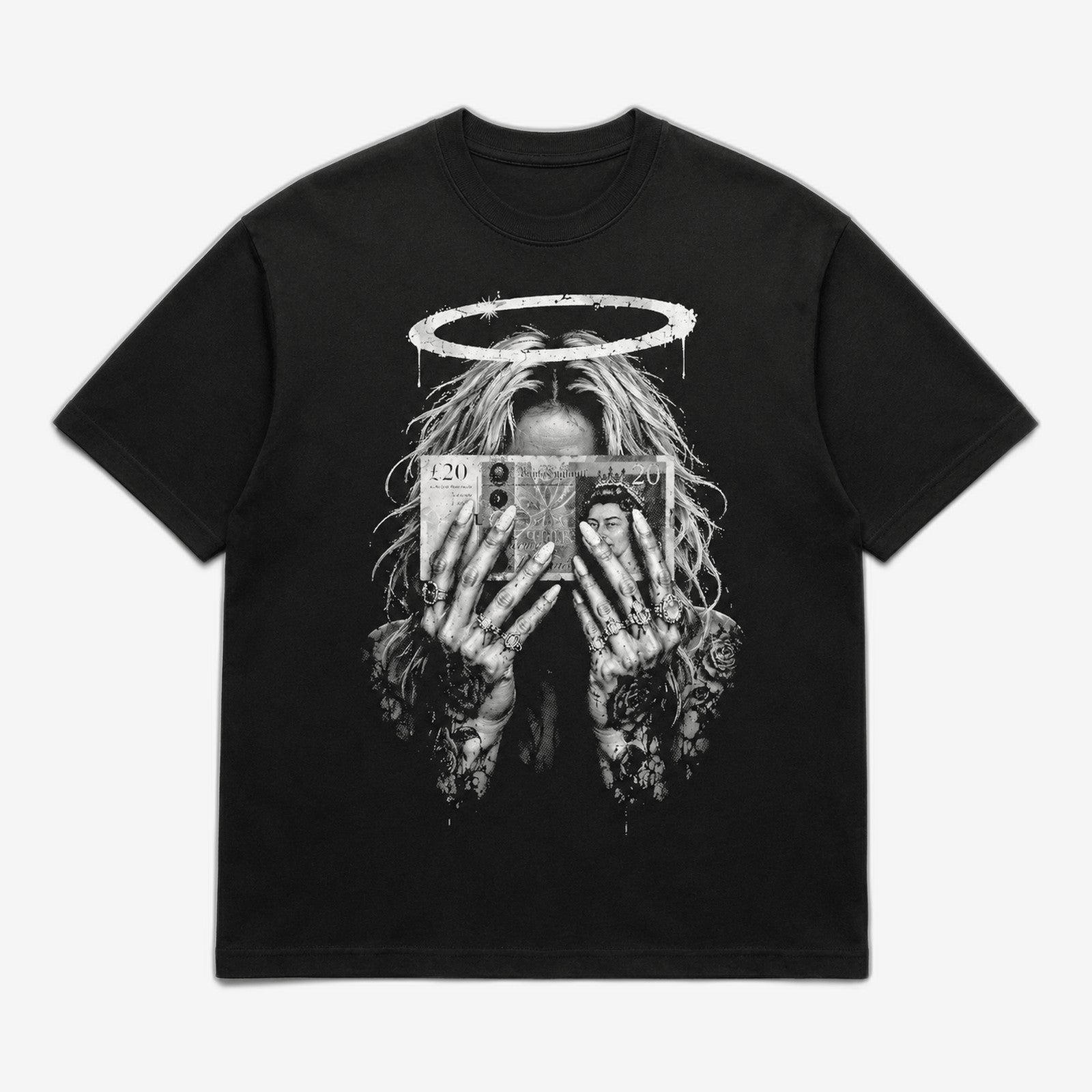 Money Halo Graphic T-Shirt | Gothic Streetwear Black Tee