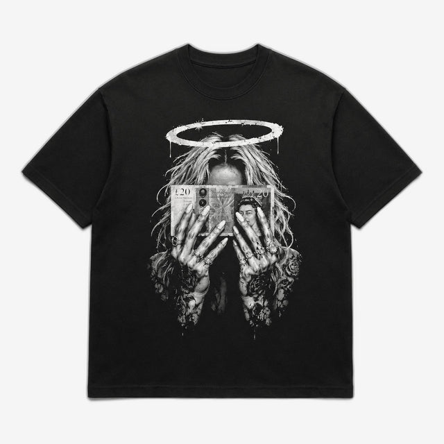 Money Halo Graphic T-Shirt | Gothic Streetwear Black Tee