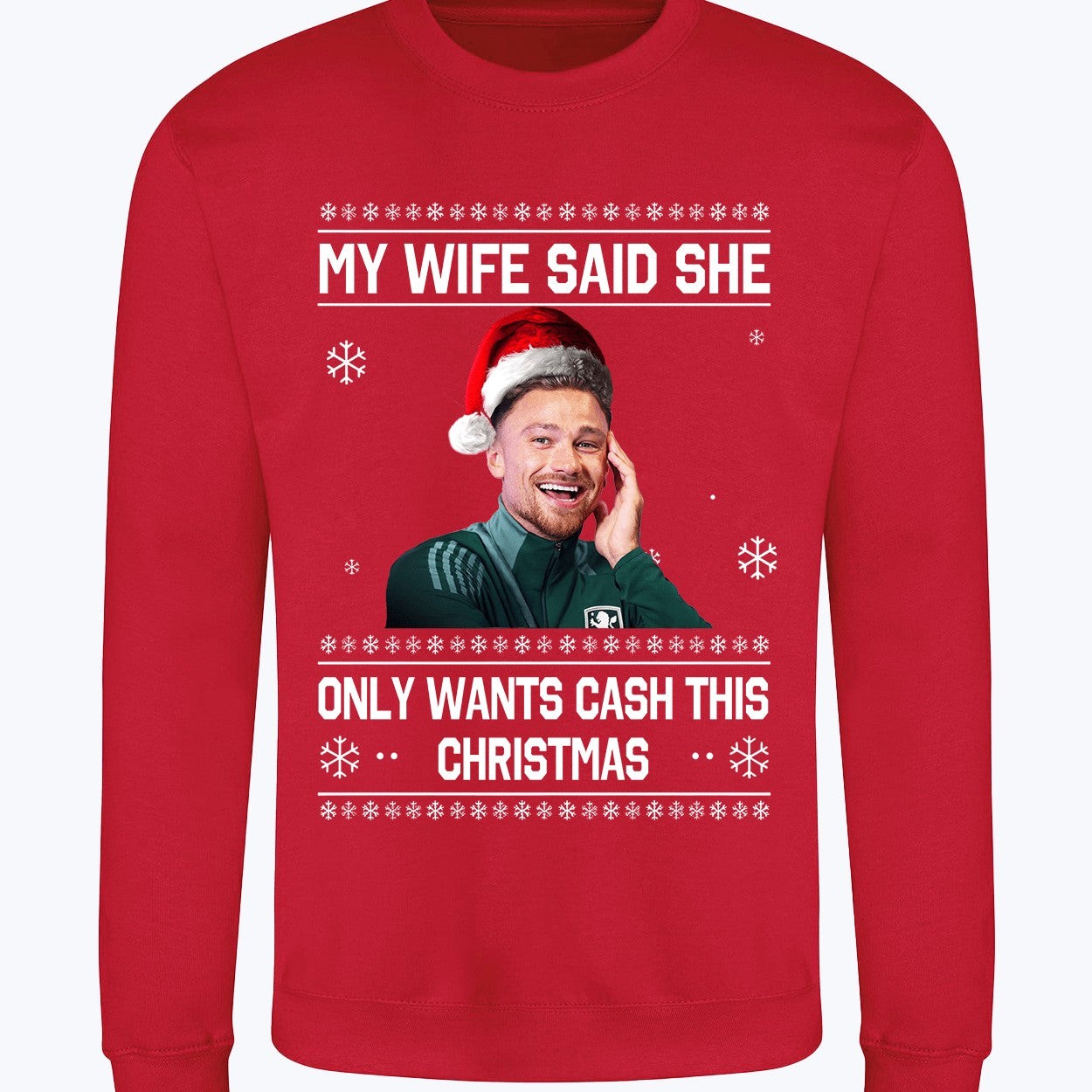 "My Wife Said She Only Wants Cash This Christmas" Matty Cash funny Crew Neck Christmas Jumper