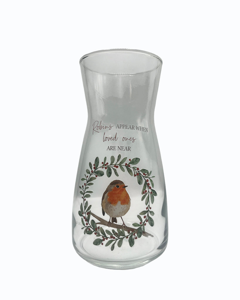 Robins Appear When Loved Ones Are Near - UV DTF Printed Vase