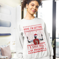 Bukayo Saka Christmas Jumper - "Hope I'm Getting a SAKA Full Of Presents" - Fun Gift for Arsenal FC Football Fans