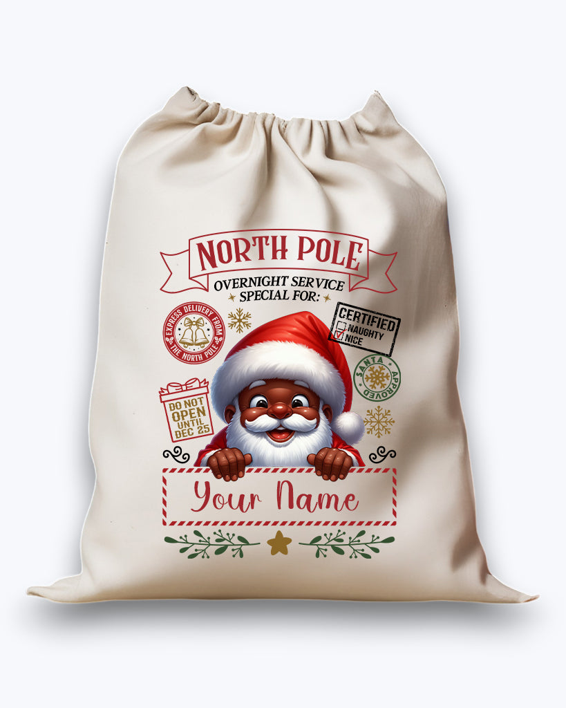 Personalised DTF Printed Christmas Sack - Santa Design #2 40cm x 61.5cm