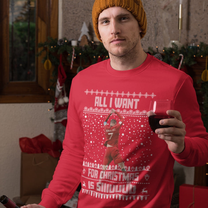 Cristiano Ronaldo Christmas Jumper "All I want For Christmas is SIIIUUUU" - Festive Football Jumper