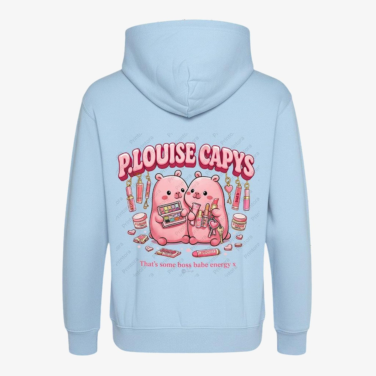 Sky Blue hoodie — Makeup Capybara Kids Hoodie | Cute Beauty Graphic Sweatshirt