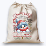 Personalised DTF Printed Christmas Sack - Snowman Design 40cm x 61.5cm