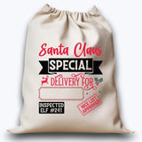 Personalised DTF Printed Christmas Sack - Special Delivery Design 40cm x 61.5cm