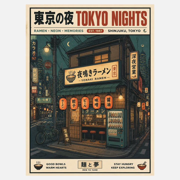 Tokyo Nights Japanese Ramen Graphic T-Shirt