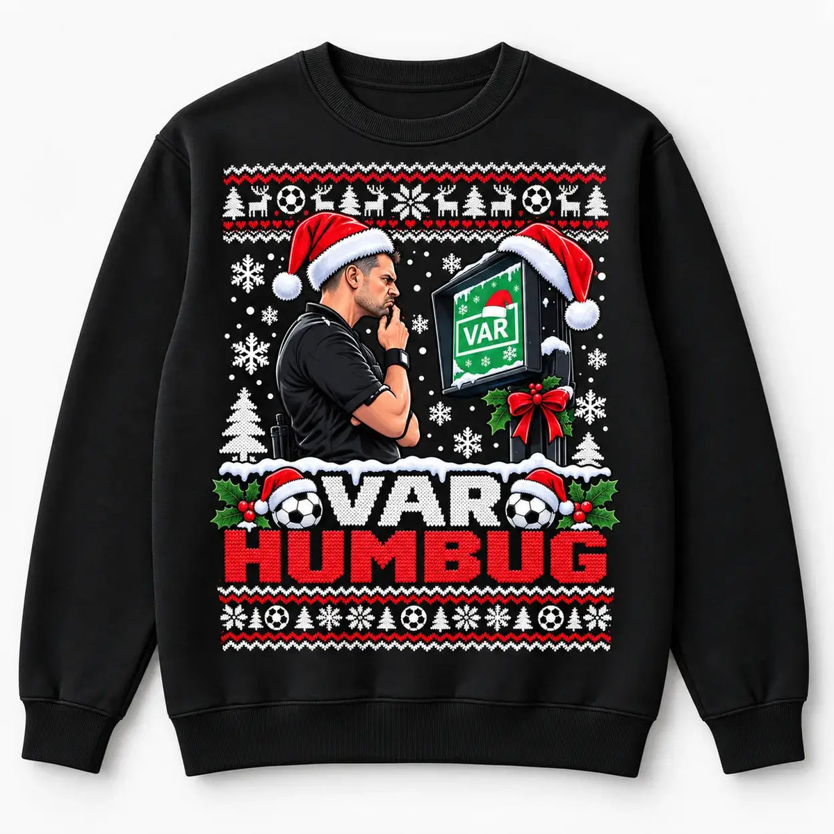 Black VAR Humbug Christmas jumper flat lay