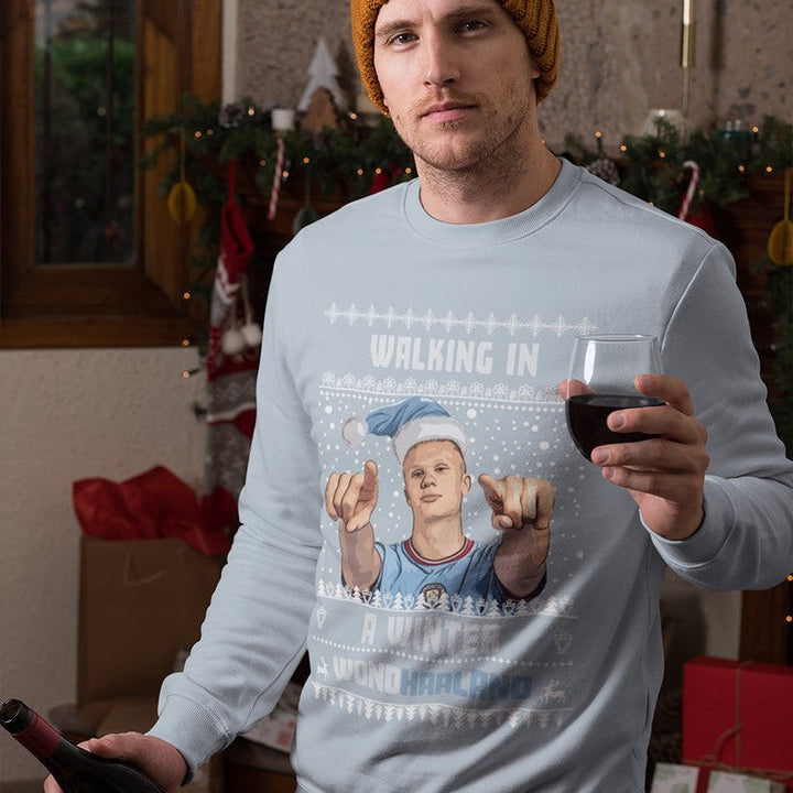 Erling Haaland Christmas Jumper - "Walking in a Winter WONDHAALAND" - For Manchester City Fans