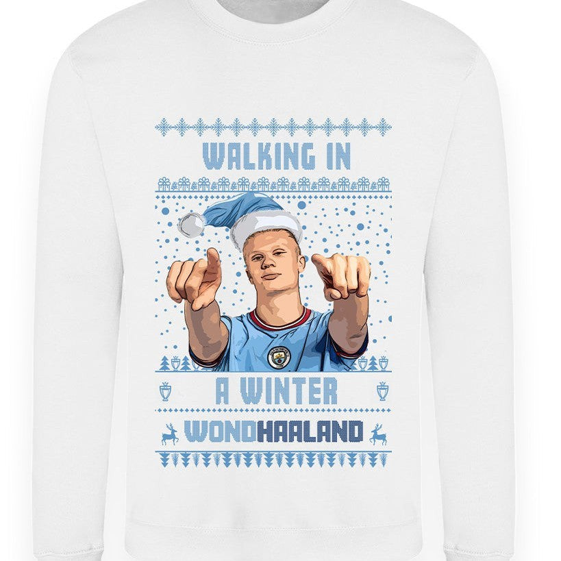 Erling Haaland Christmas Jumper - "Walking in a Winter WONDHAALAND" - For Manchester City Fans