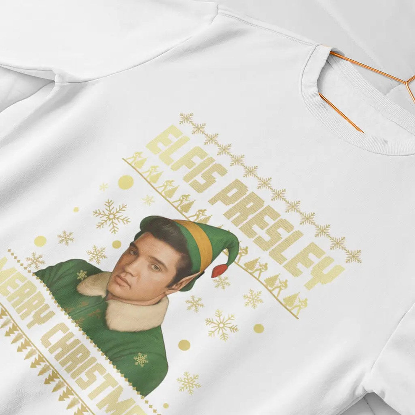 white jumper — Elvis Presley Christmas Jumper  "Elfis Presley" Merry Christmas