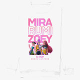 White jumper — K-POP Demon Hunters Jumper | Mira, Rumi & Zoey Fan Sweater | Black White and Baby Pink K-POP Gift