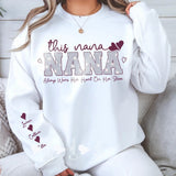 White This Nana Wears Her Heart on Her Sleeve personalised jumper