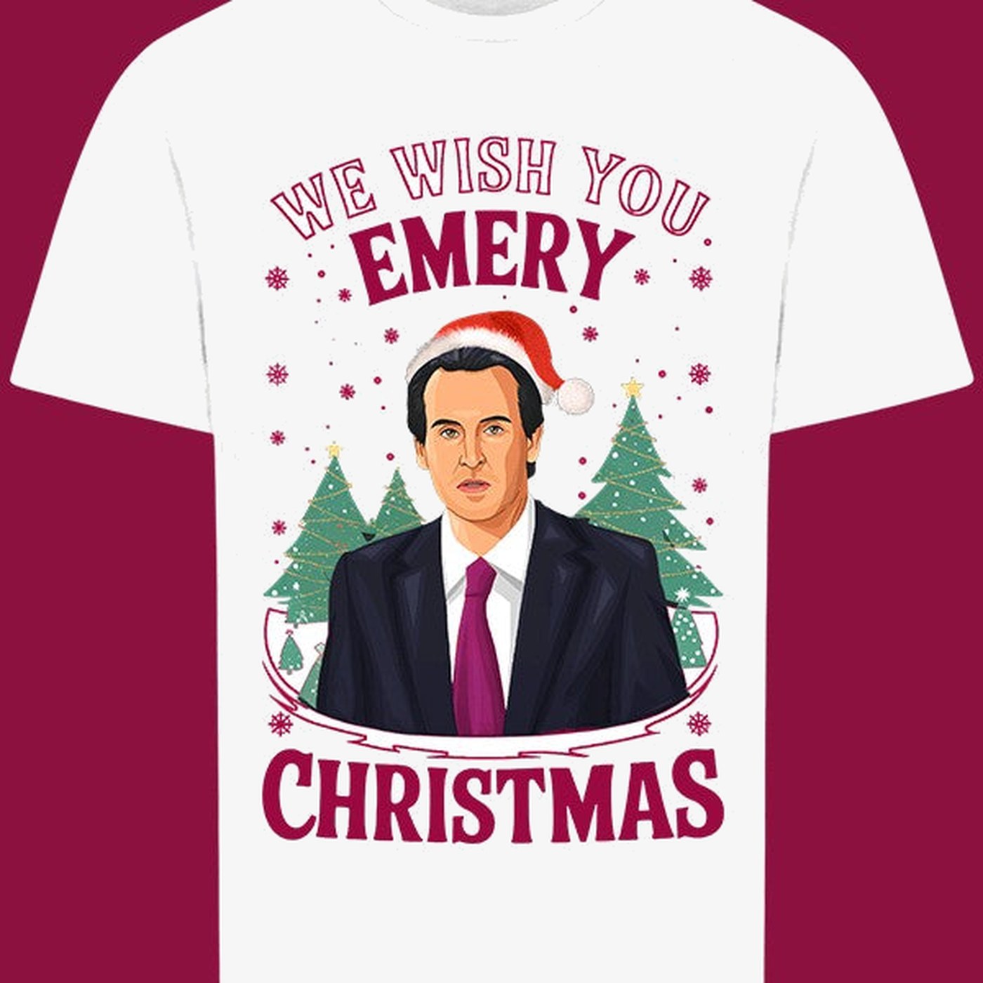 White tshirt — "We Wish You Emery Christmas" Unai Emery Christmas T-Shirt – Black or White