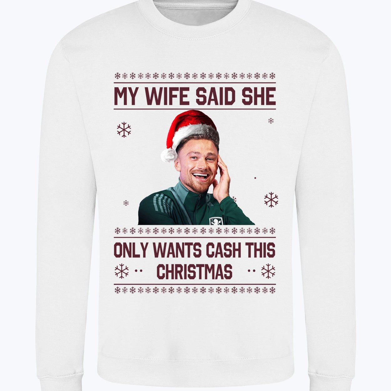 "My Wife Said She Only Wants Cash This Christmas" Matty Cash funny Crew Neck Christmas Jumper