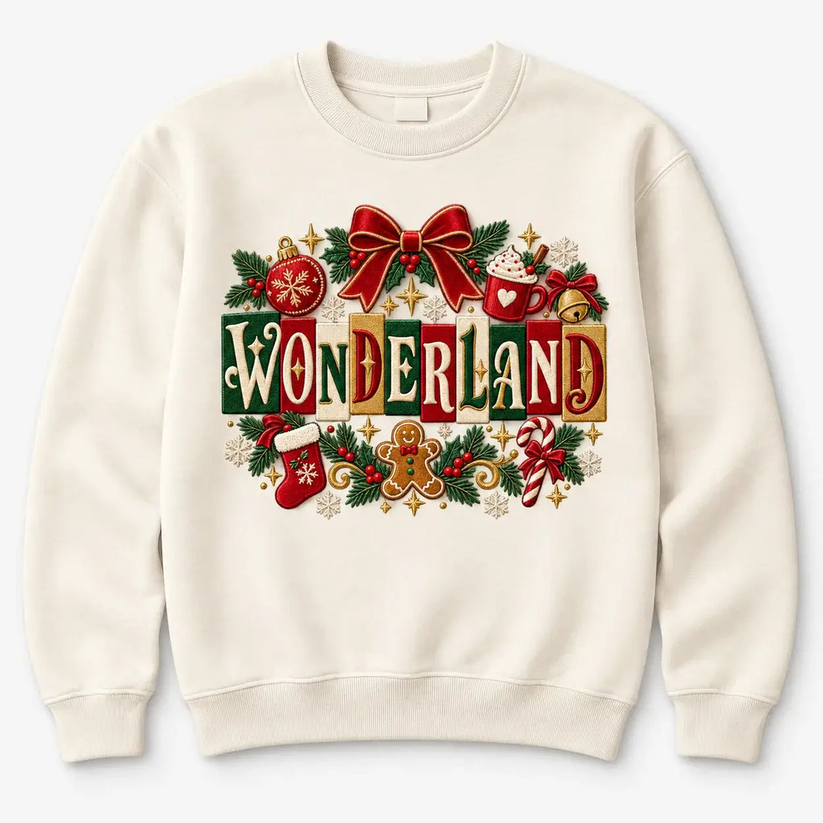 Black Wonderland Christmas jumper flat lay