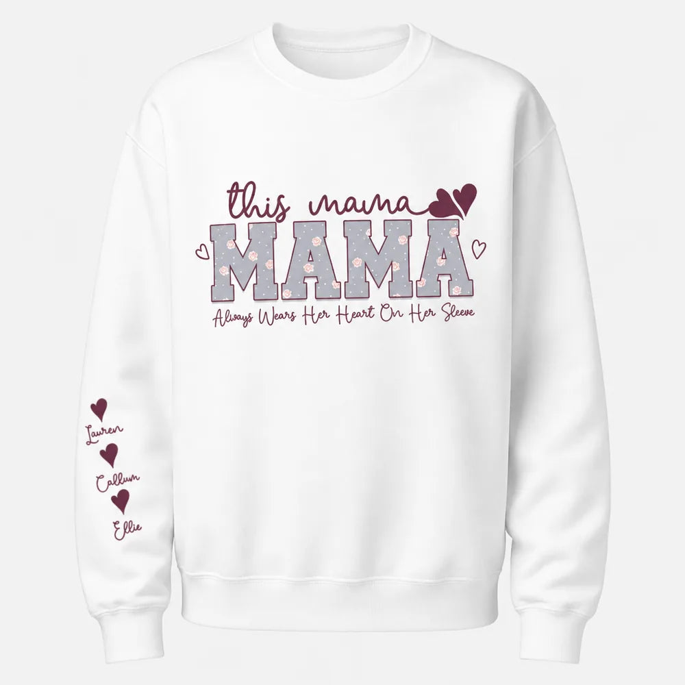 This Mama Wears Her Heart on Her Sleeve personalised jumper