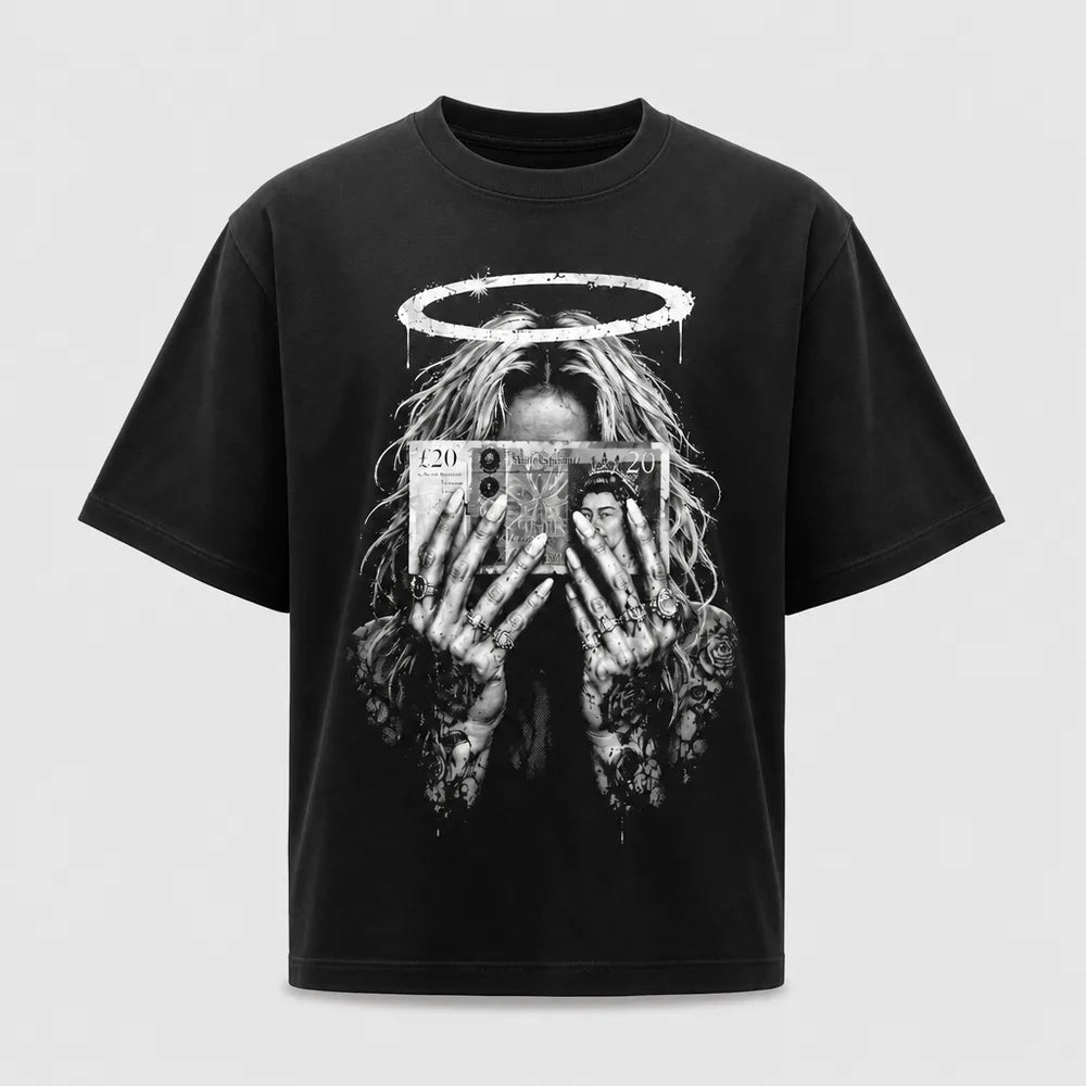 Money Halo Graphic T-Shirt | Gothic Streetwear Black Tee